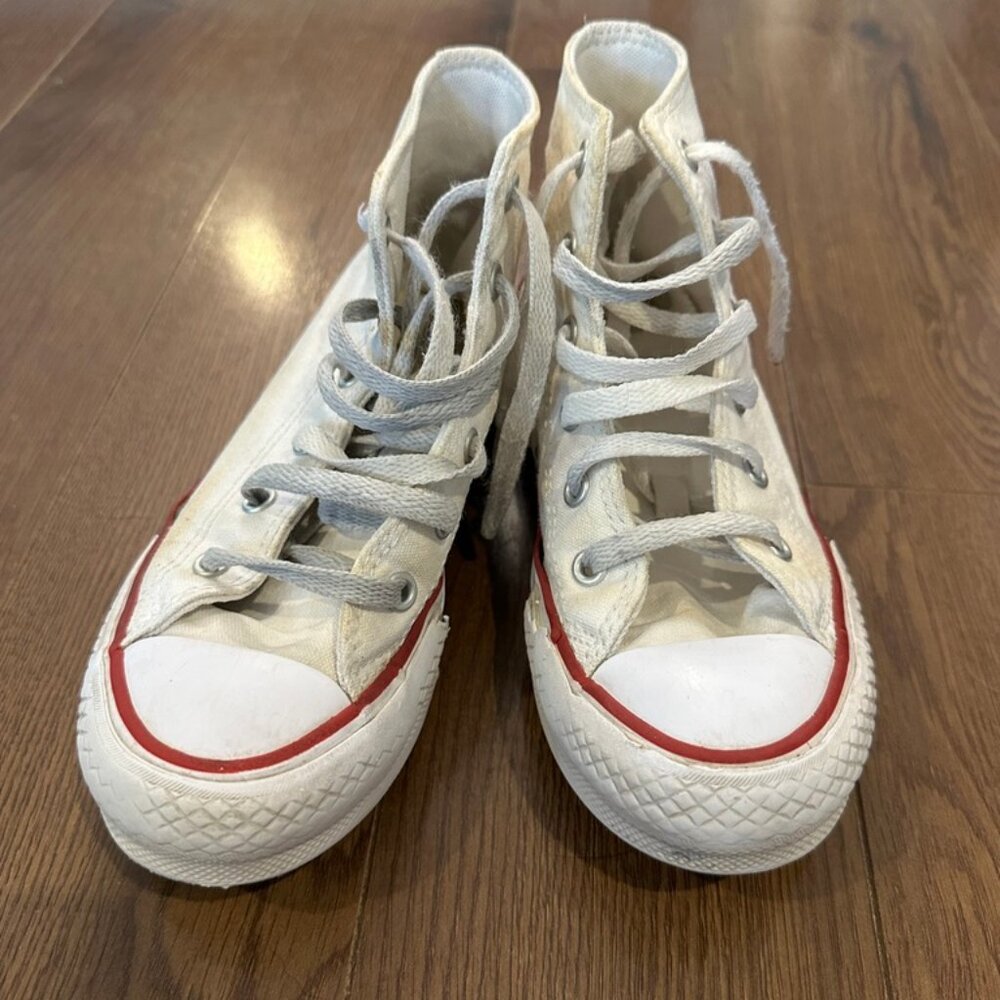 White Converse High Tops Size 1Y